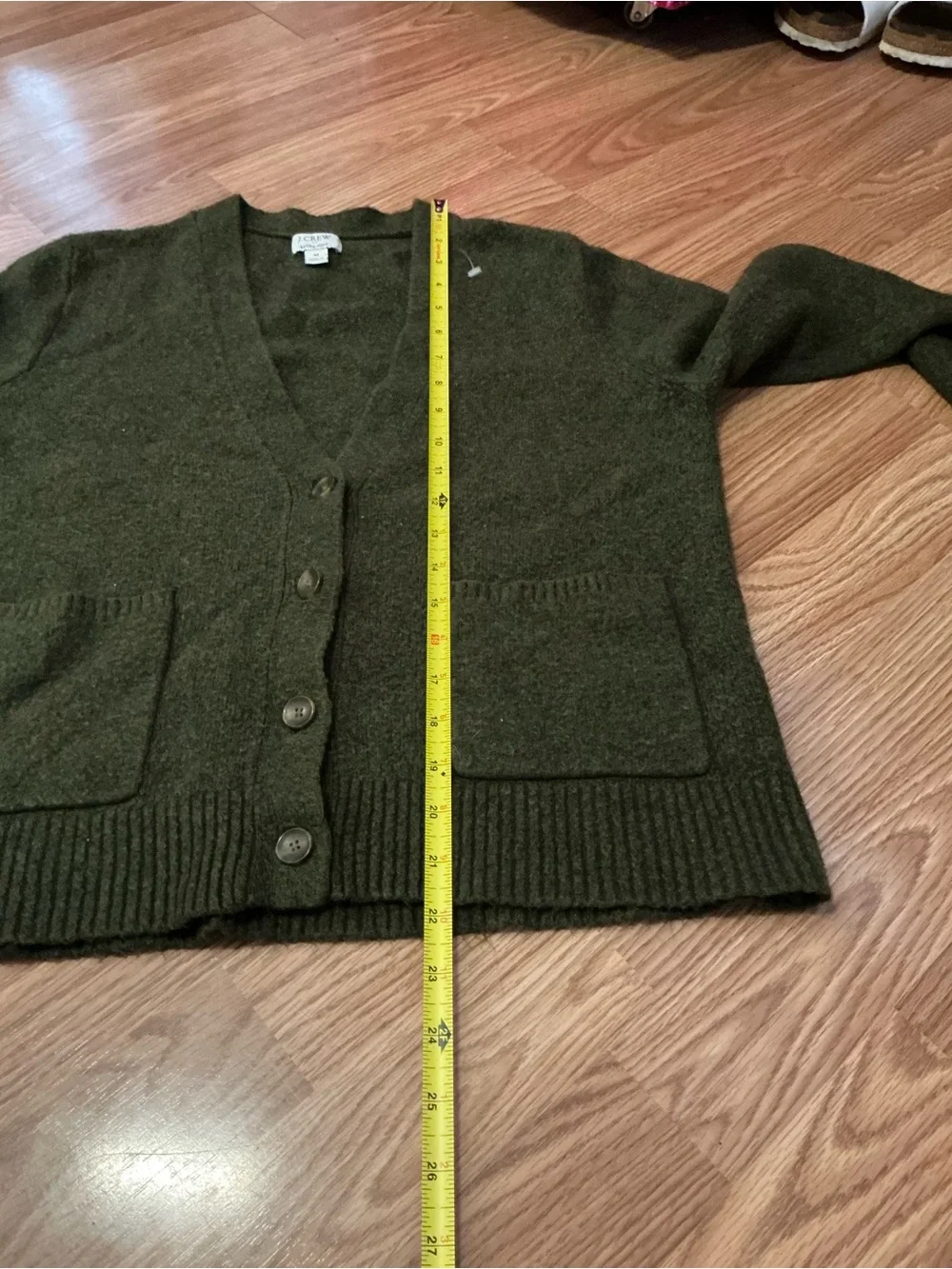 J. Crew Olive Green V-Neck Button Cardigan Size Medium